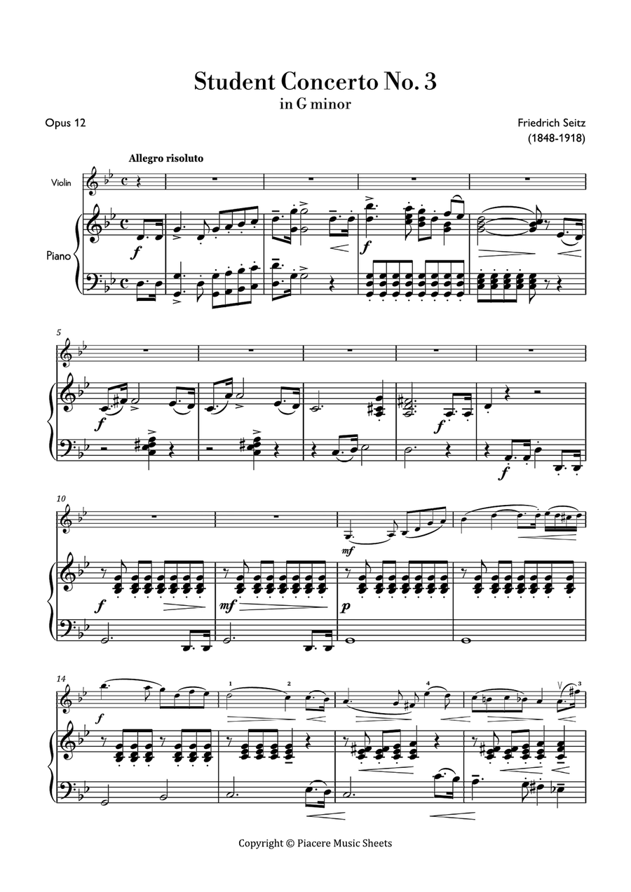 Seitz - Student Concerto No. 3 in G Minor - Intermediate Violin Solo scores gallery preview page 2
