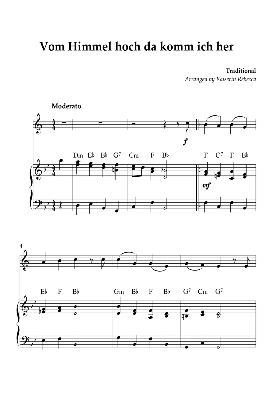 Vom Himmel hoch da komm ich her B-Flat Clarinet scores gallery preview page 1