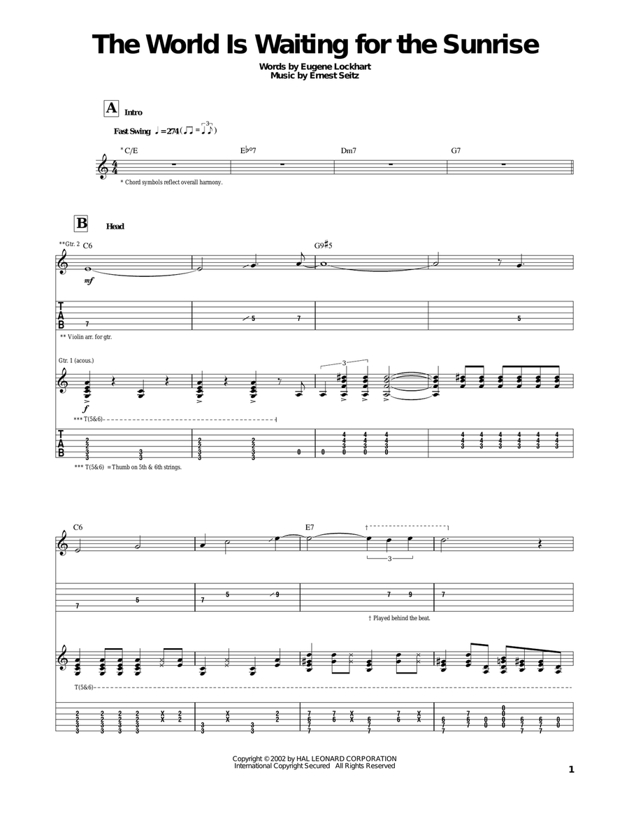The World Is Waiting For The Sunrise Electric Guitar scores gallery preview page 1