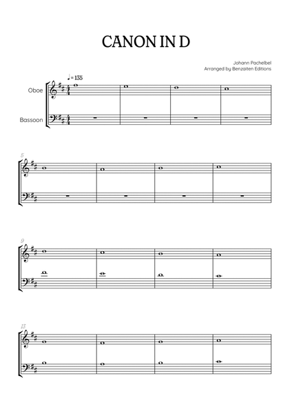 Pachelbel Canon in D • oboe & bassoon duet sheet music image number null