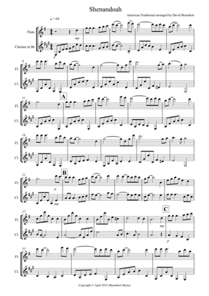 Shenandoah for Flute and Clarinet