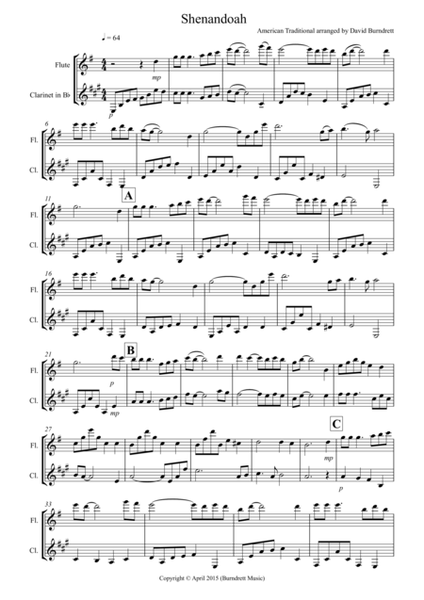 Shenandoah for Flute and Clarinet image number null