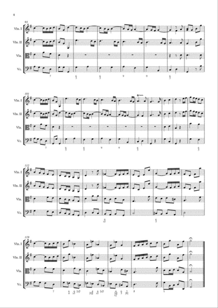 Vivaldi - RV 589, GLORIA - 3. Laudamus Te, for string quartet String Quartet scores gallery preview page 4