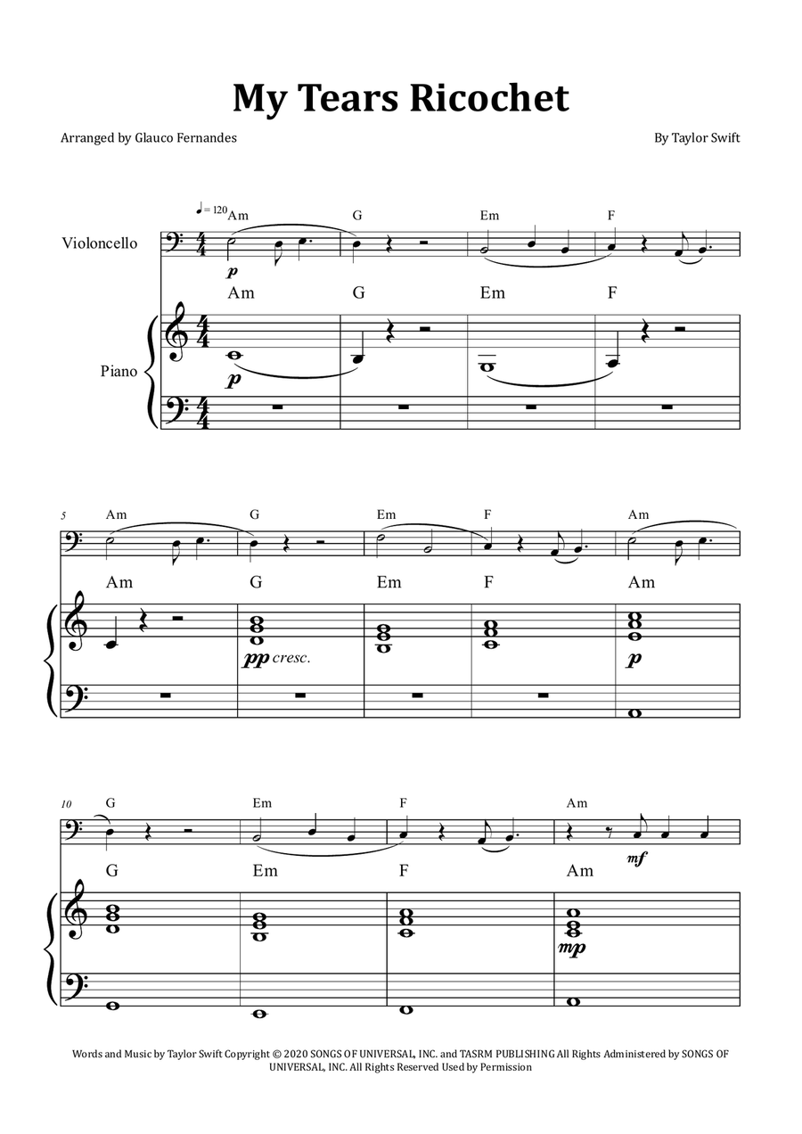 My Tears Ricochet Chamber Music scores gallery preview page 1