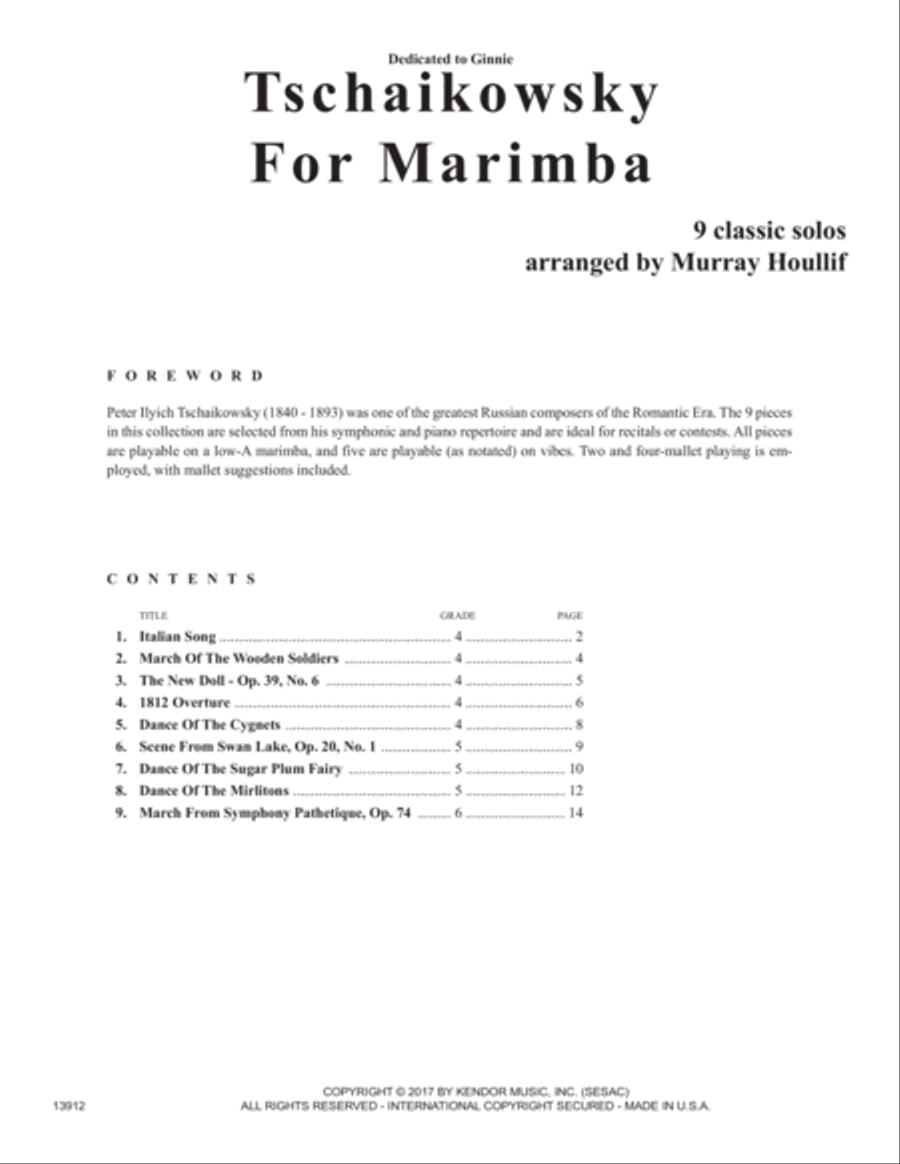 Tchaikovsky For Marimba Marimba scores gallery preview page 2