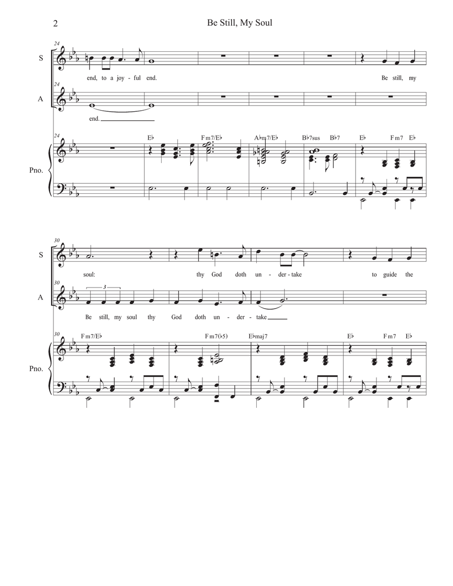 Be Still, My Soul (Duet for Soprano and Alto solo) Alto Voice scores gallery preview page 2
