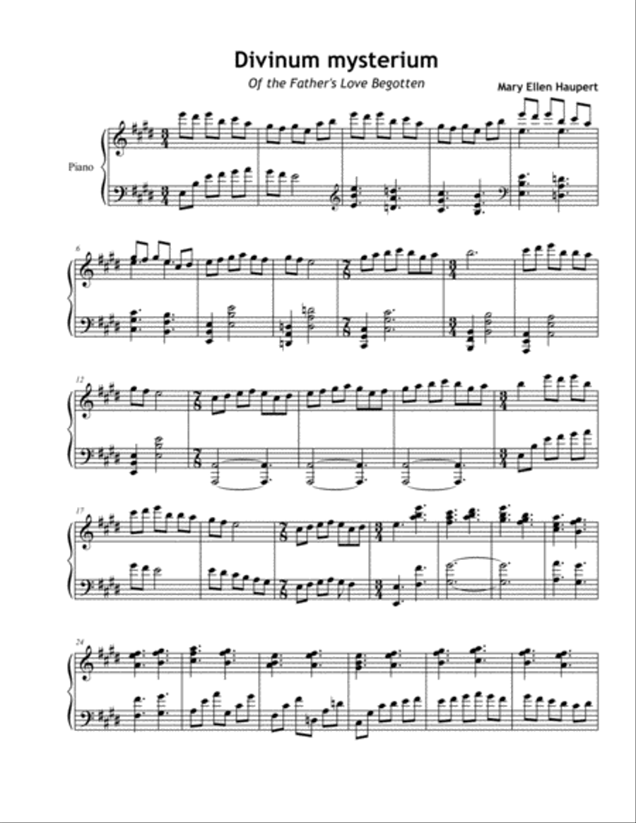 Divinum mysterium Piano Solo scores gallery preview page 1