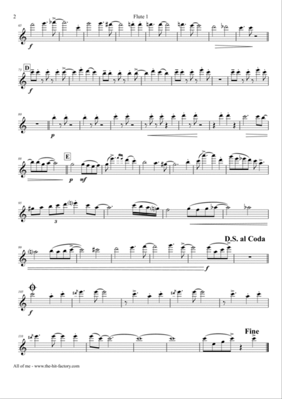 All Of Me Flute Quartet scores gallery preview page 6