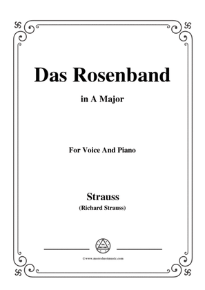 Book cover for Richard Strauss-Das Rosenband in A Major,for Voice and Piano