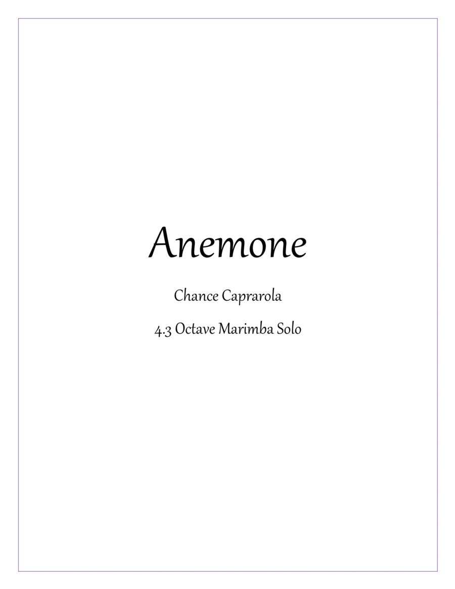 Anemone - 4.3 Octave Marimba Solo Marimba scores gallery preview page 1