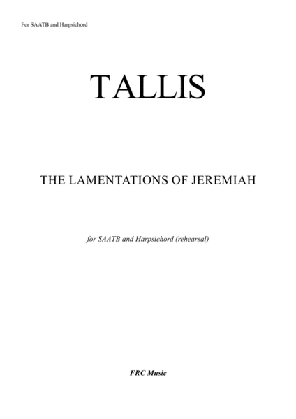 Lamentations of Jeremiah (for SAATB and Harpsichord) image number null
