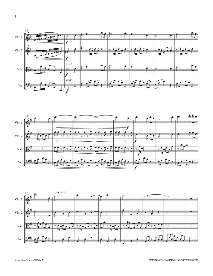 Amazing Grace String Quartet scores gallery preview page 4