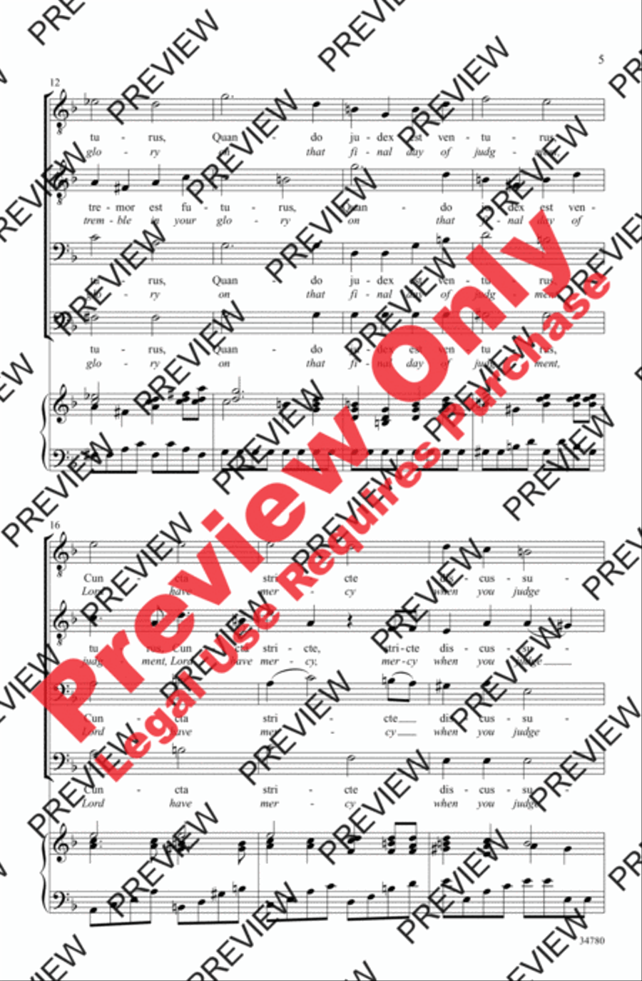 Dies Irae (from Requiem) Men's Choir scores gallery preview page 5