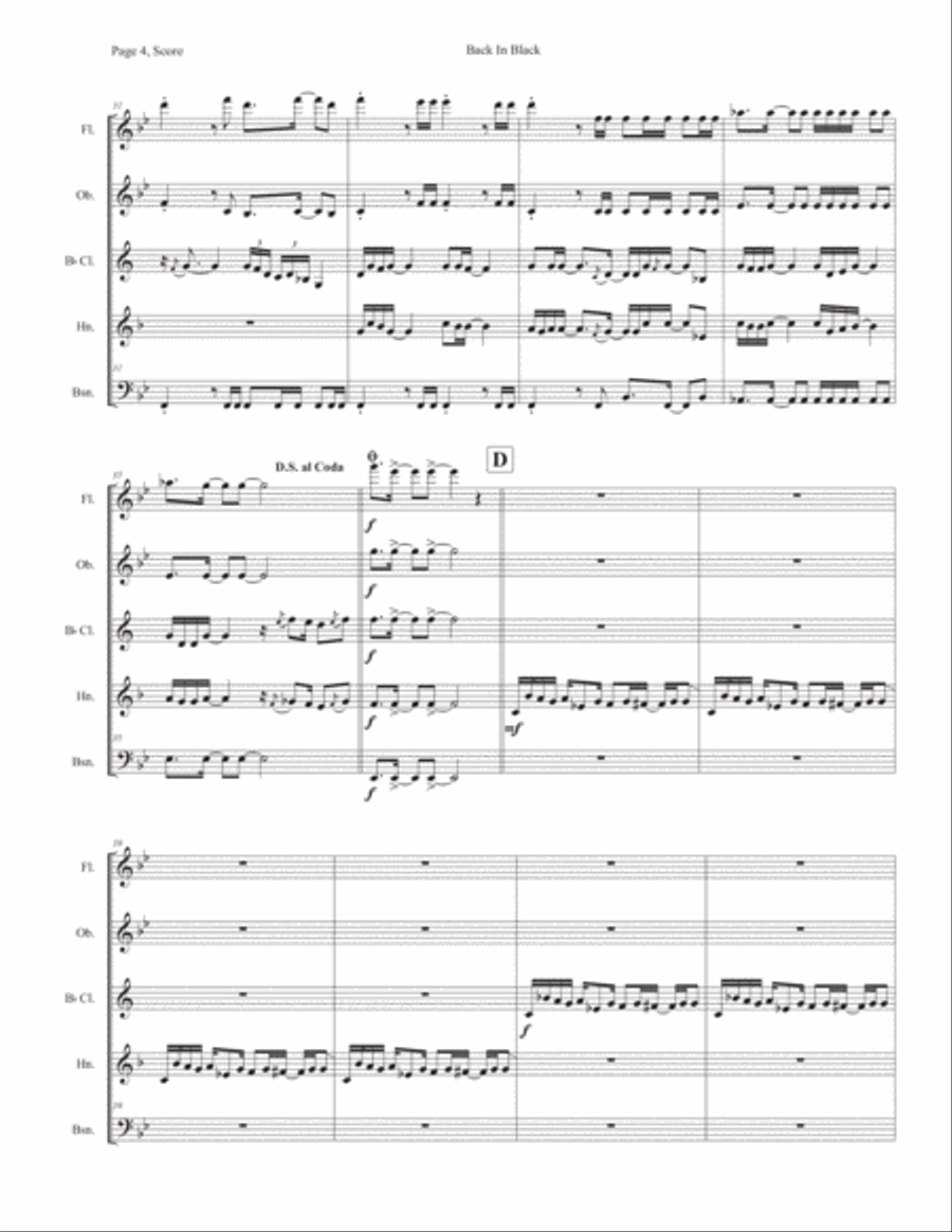 Back In Black Woodwind Quintet scores gallery preview page 4