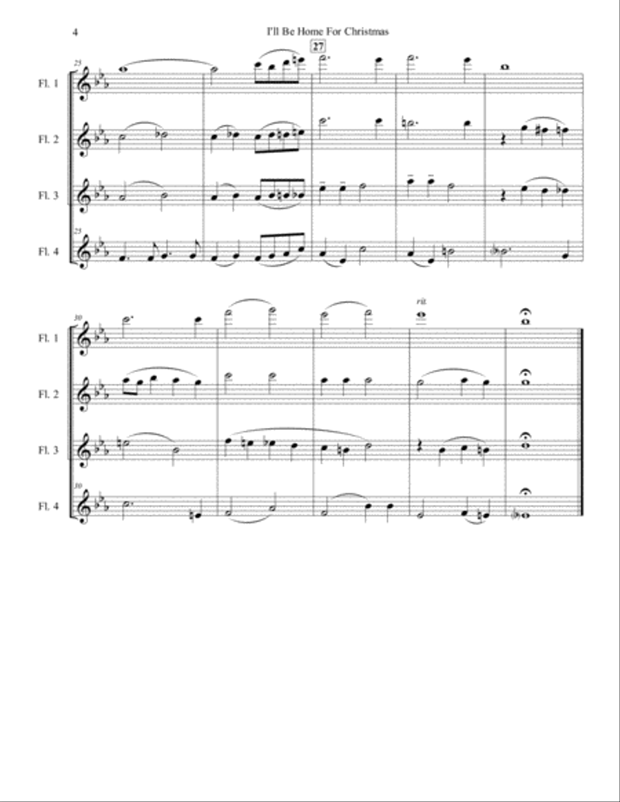 I'll Be Home For Christmas Woodwind Quartet scores gallery preview page 4