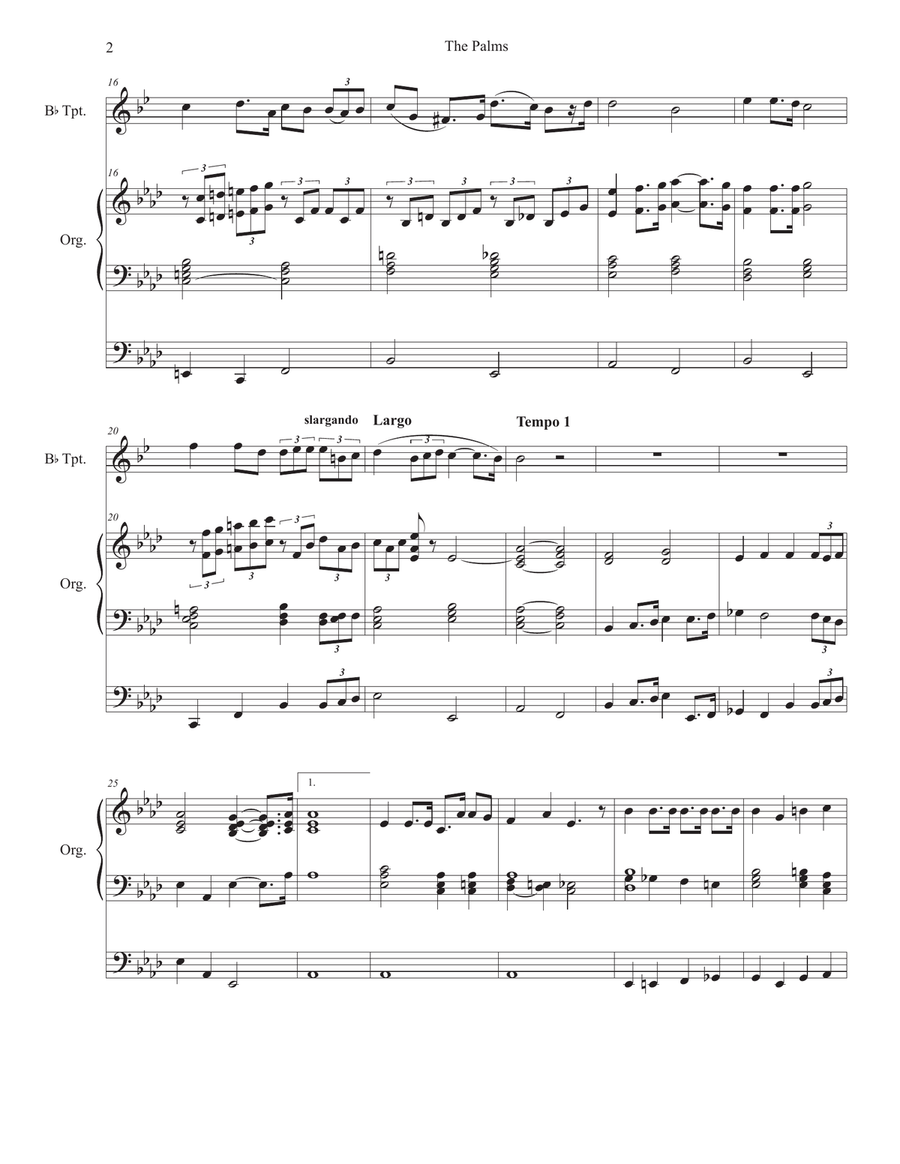 The Palms (Bb-Trumpet solo and Organ) The Palms (Bb-Trumpet solo and Organ) B-Flat Trumpet scores gallery preview page 2
