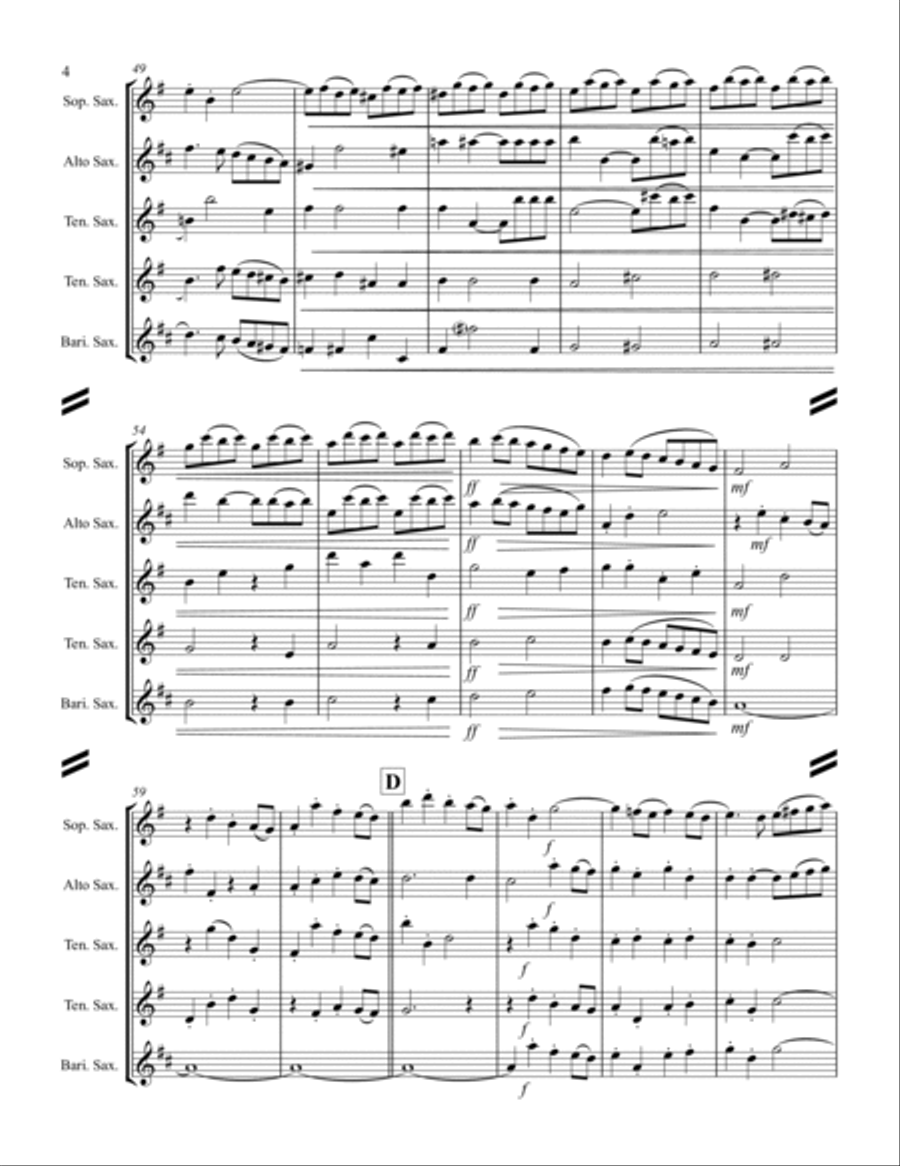 Handel - Overture - Sinfonia from Messiah (for Saxophone Quintet SATTB) Saxophone Quintet scores gallery preview page 5