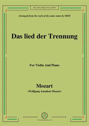 Mozart-Das lied der trennung,for Violin and Piano