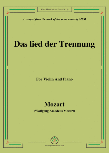 Mozart-Das lied der trennung,for Violin and Piano image number null
