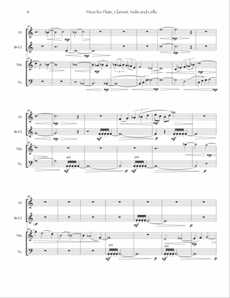 Piece for Flute, Clarinet, Violin and Cello Small Ensemble scores gallery preview page 6