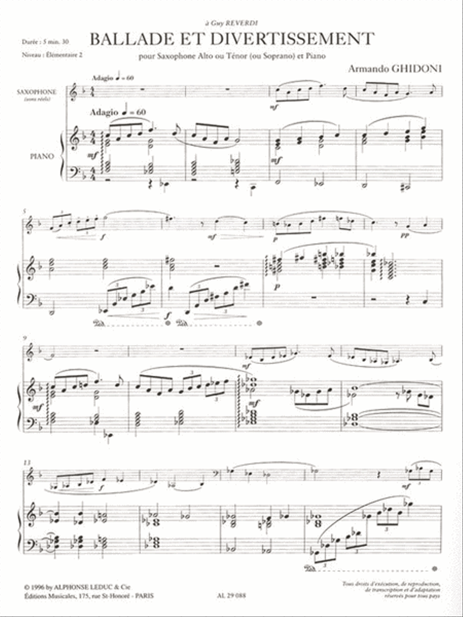 Ballade & Entertainment (alto Saxophone And Piano) Alto Saxophone scores gallery preview page 2