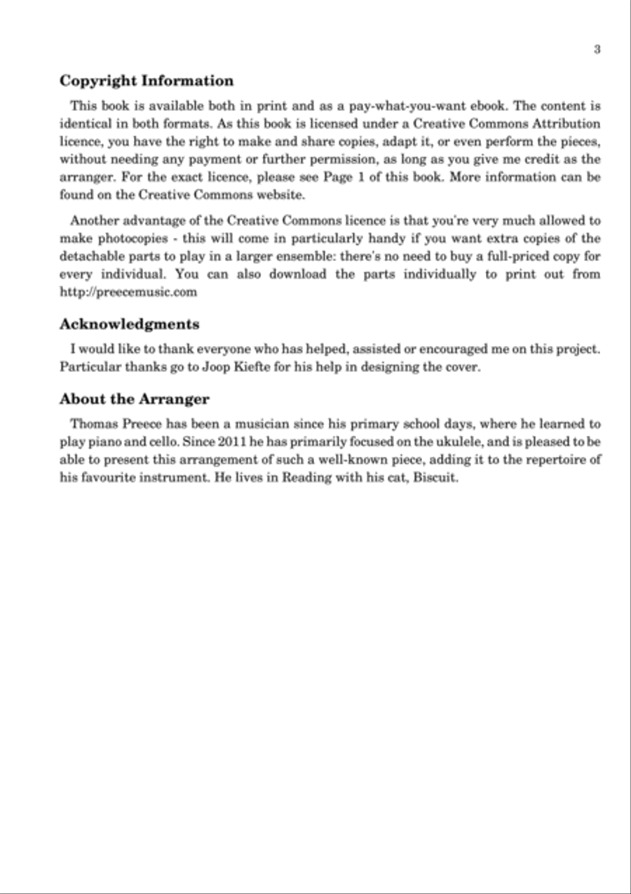 Eine Kleine Nachtmusik (Allegro) arranged for ukulele ensemble by Thomas Preece Small Ensemble scores gallery preview page 4