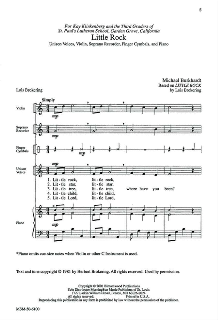 Little Rock Unison Choir scores gallery preview page 5