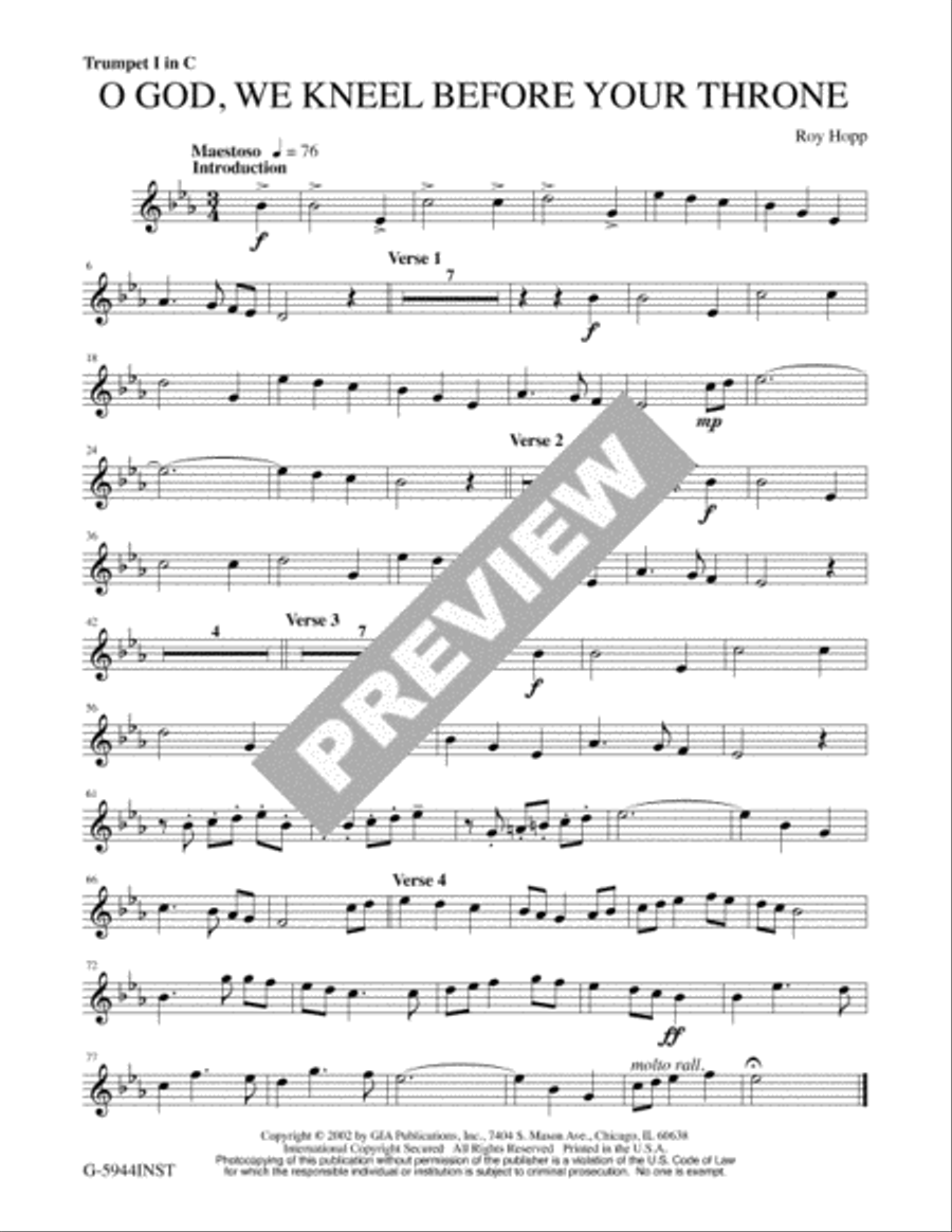 O God, We Kneel before Your Throne - Instrument edition Trombone scores gallery preview page 2