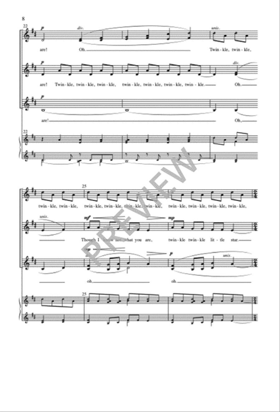 Twinkle, Twinkle, Little Star - SSA edition SSAA scores gallery preview page 8