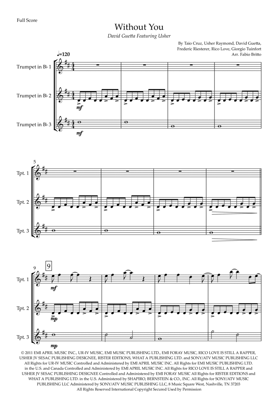 Without You Trumpet Trio scores gallery preview page 1