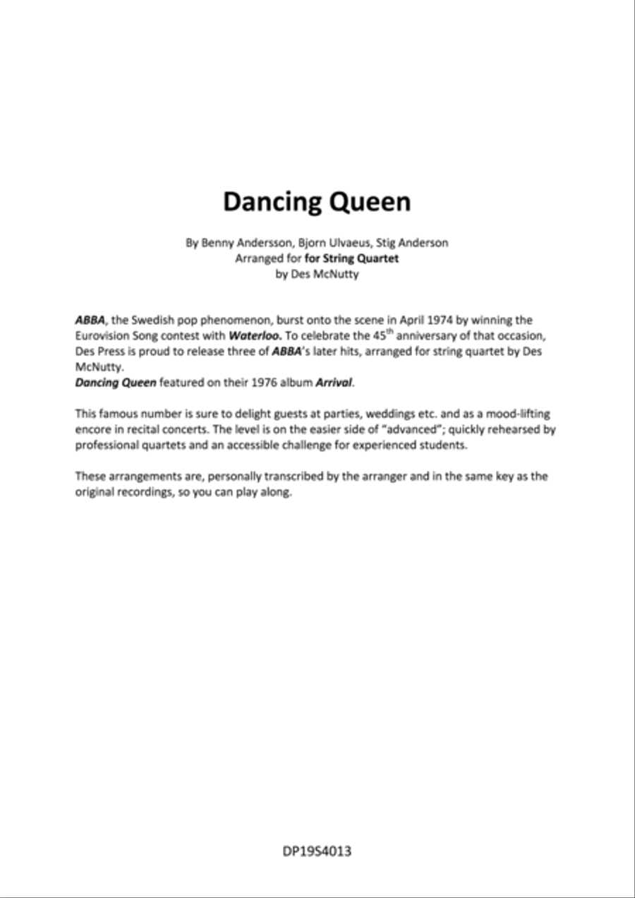 Dancing Queen String Quartet scores gallery preview page 3
