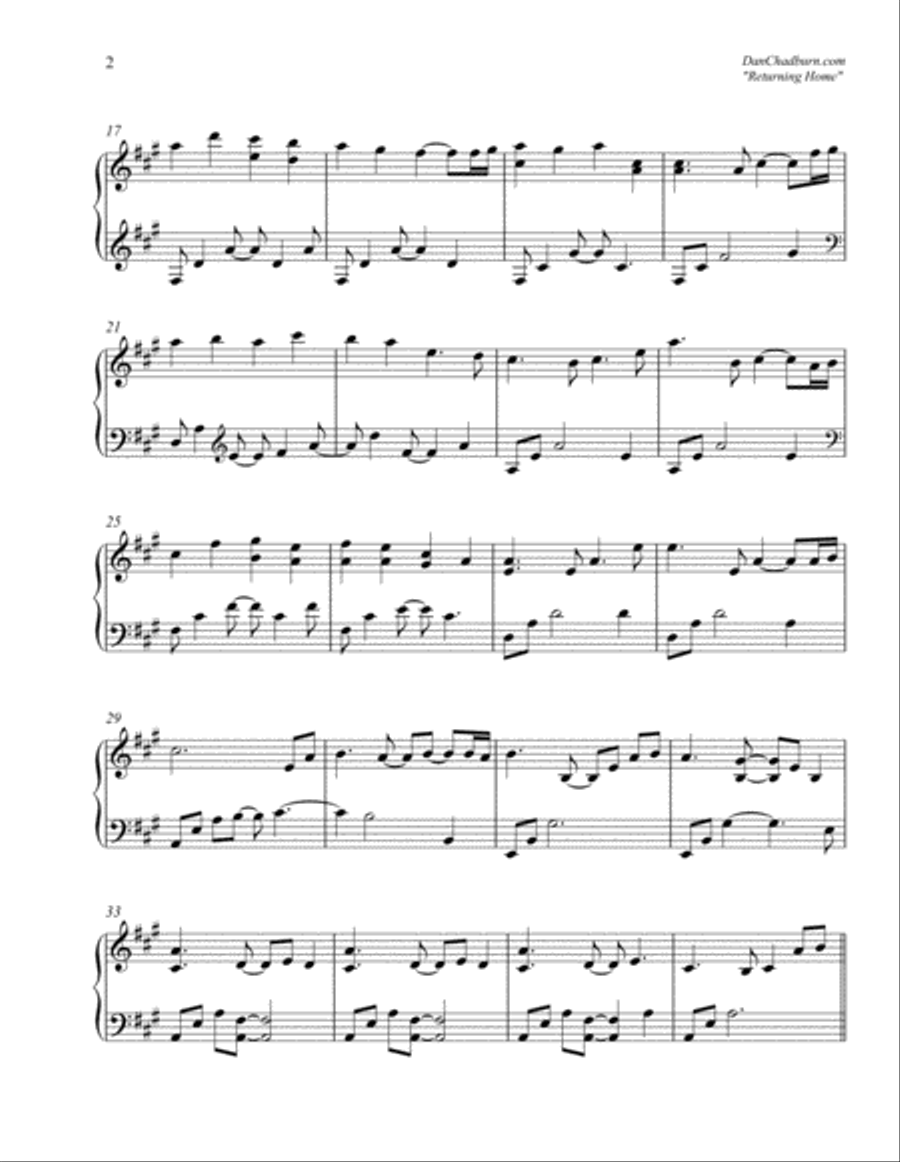 Returning Home Piano Solo scores gallery preview page 2