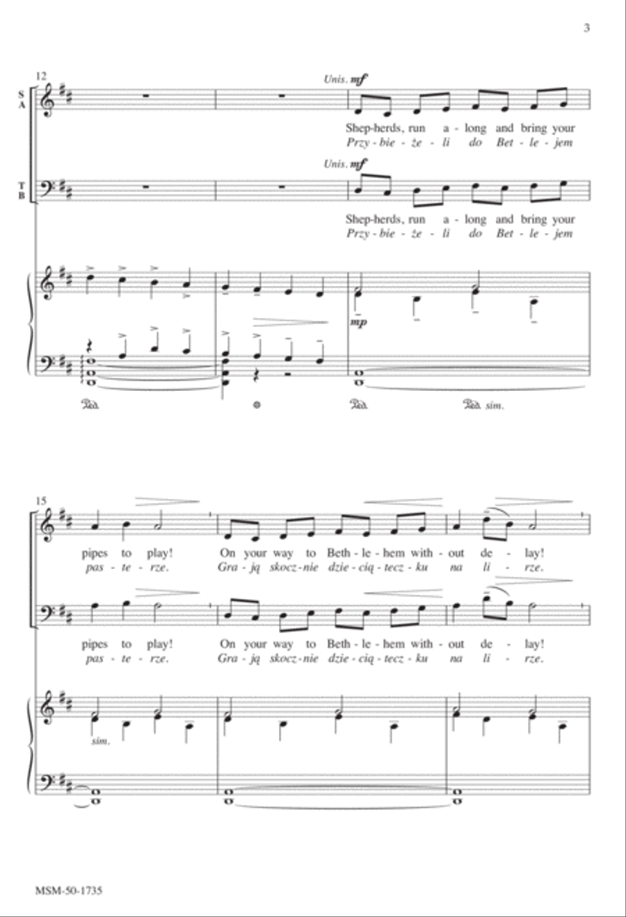 Shepherds, Run Along/Przybieżeli do Betlejem pasterze 4-Part scores gallery preview page 3