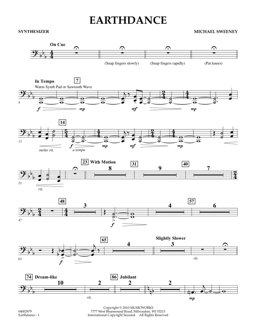 Earthdance - Synthesizer Concert Band scores gallery preview page 1