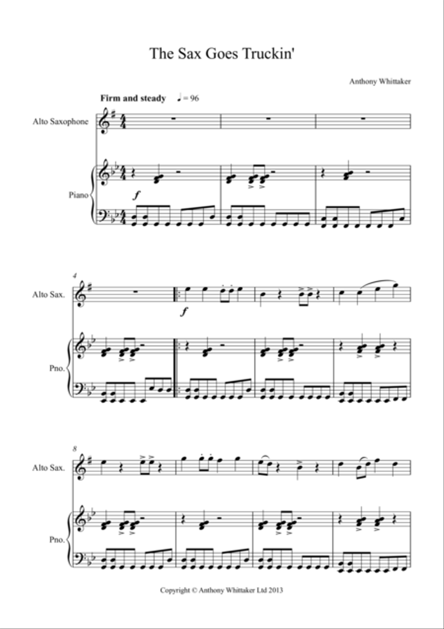 The Sax Goes Truckin' Piano scores gallery preview page 1