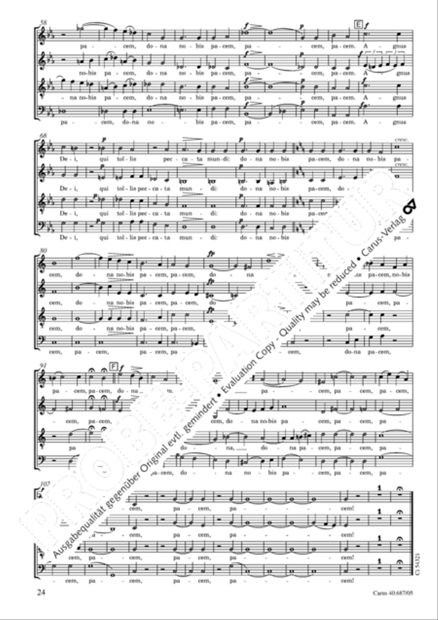 Missa sacra C Minor 4-Part scores gallery preview page 25