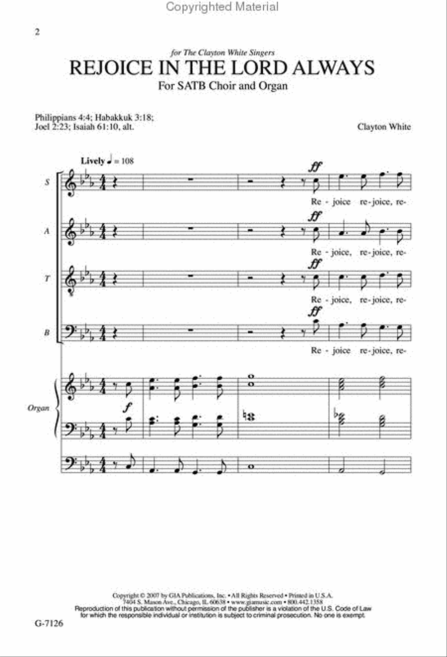 Rejoice in the Lord Always 4-Part scores gallery preview page 2