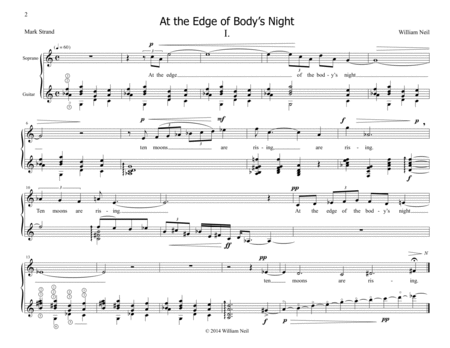 At the Edge of the Body's Night Guitar - Digital Sheet Music