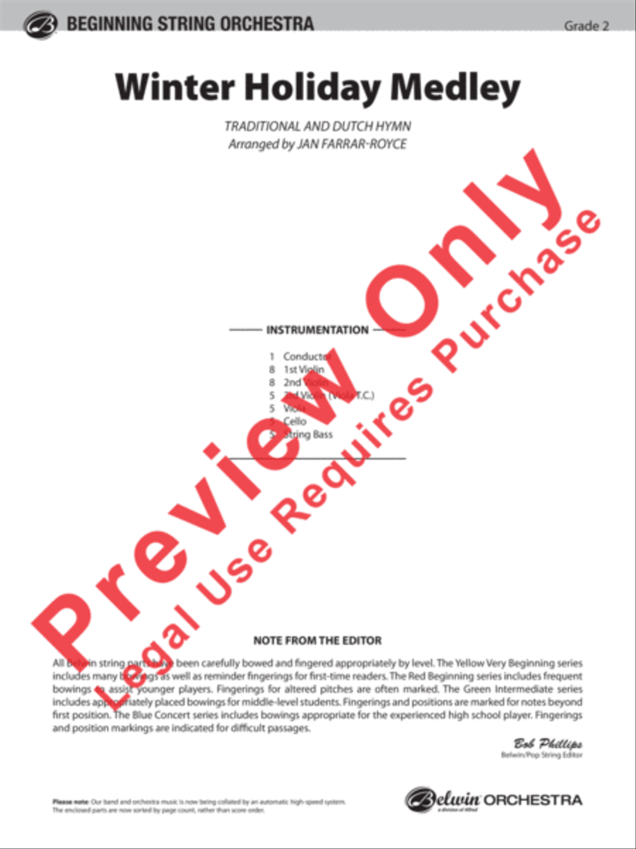Winter Holiday Medley String Orchestra scores gallery preview page 2