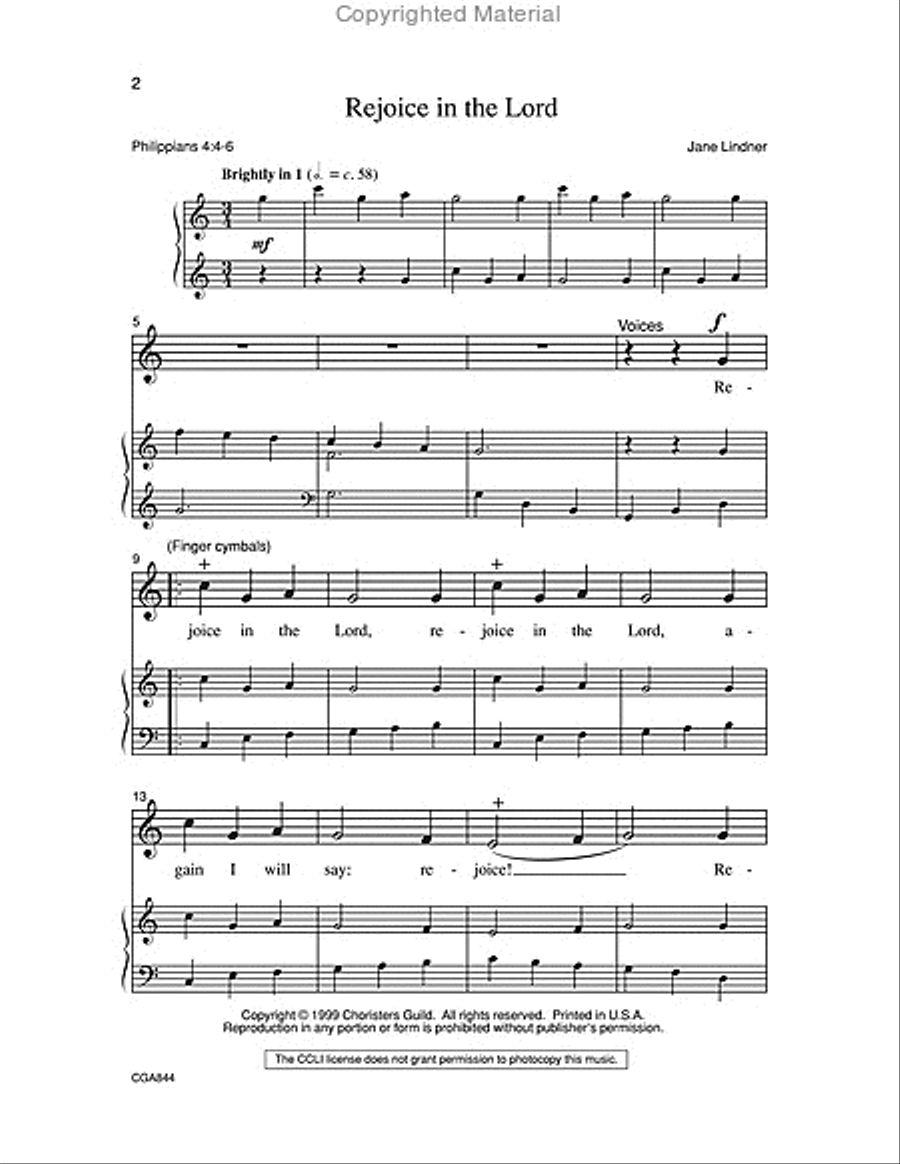 Rejoice in the Lord Unison Choir scores gallery preview page 2