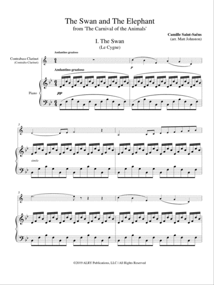 The Swan and The Elephant from The Carnival of the Animals A Clarinet scores gallery preview page 2