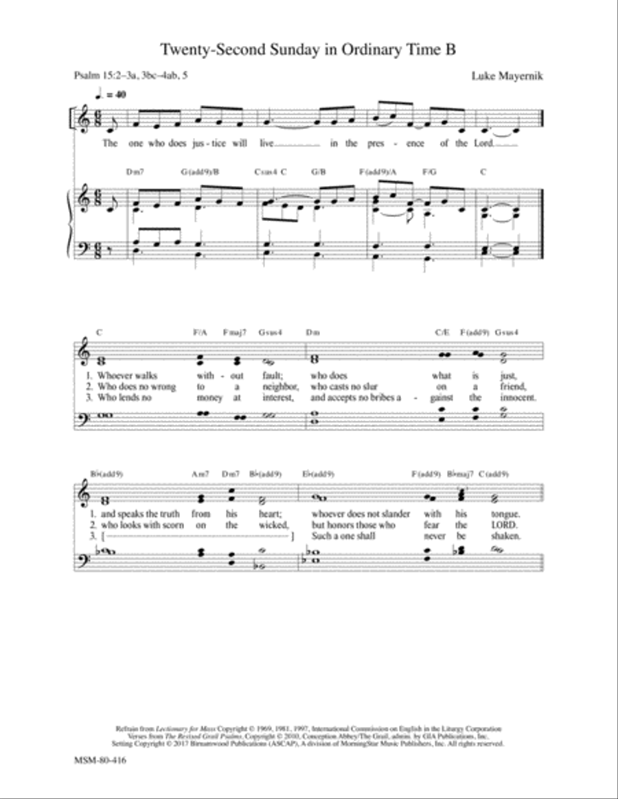 Twenty-Second Sunday in Ordinary Time B 4-Part scores gallery preview page 1