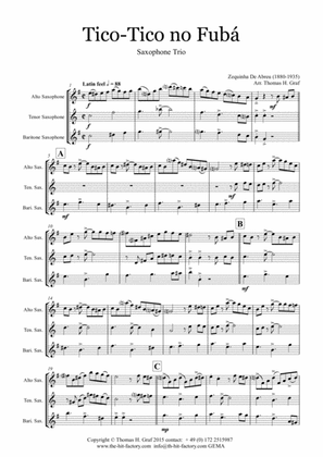 Book cover for Tico-Tico no Fubá - Choro - Saxophone Trio