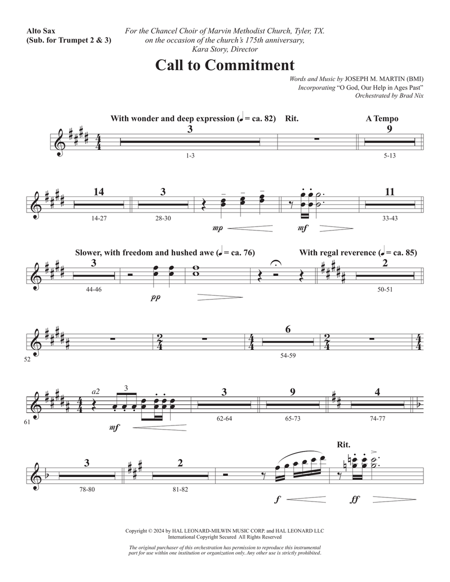 Call To Commitment - Alto Sax (sub. Trumpet 2-3) Choir scores gallery preview page 1