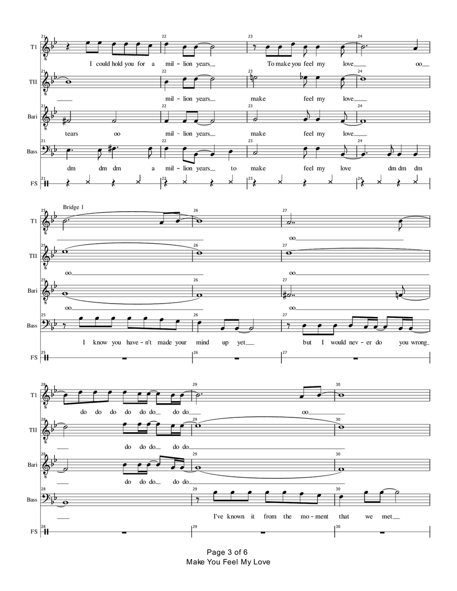 Make You Feel My Love TTBB scores gallery preview page 3