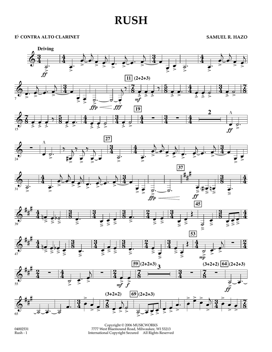 Rush - Eb Contra Alto Clarinet Concert Band scores gallery preview page 1