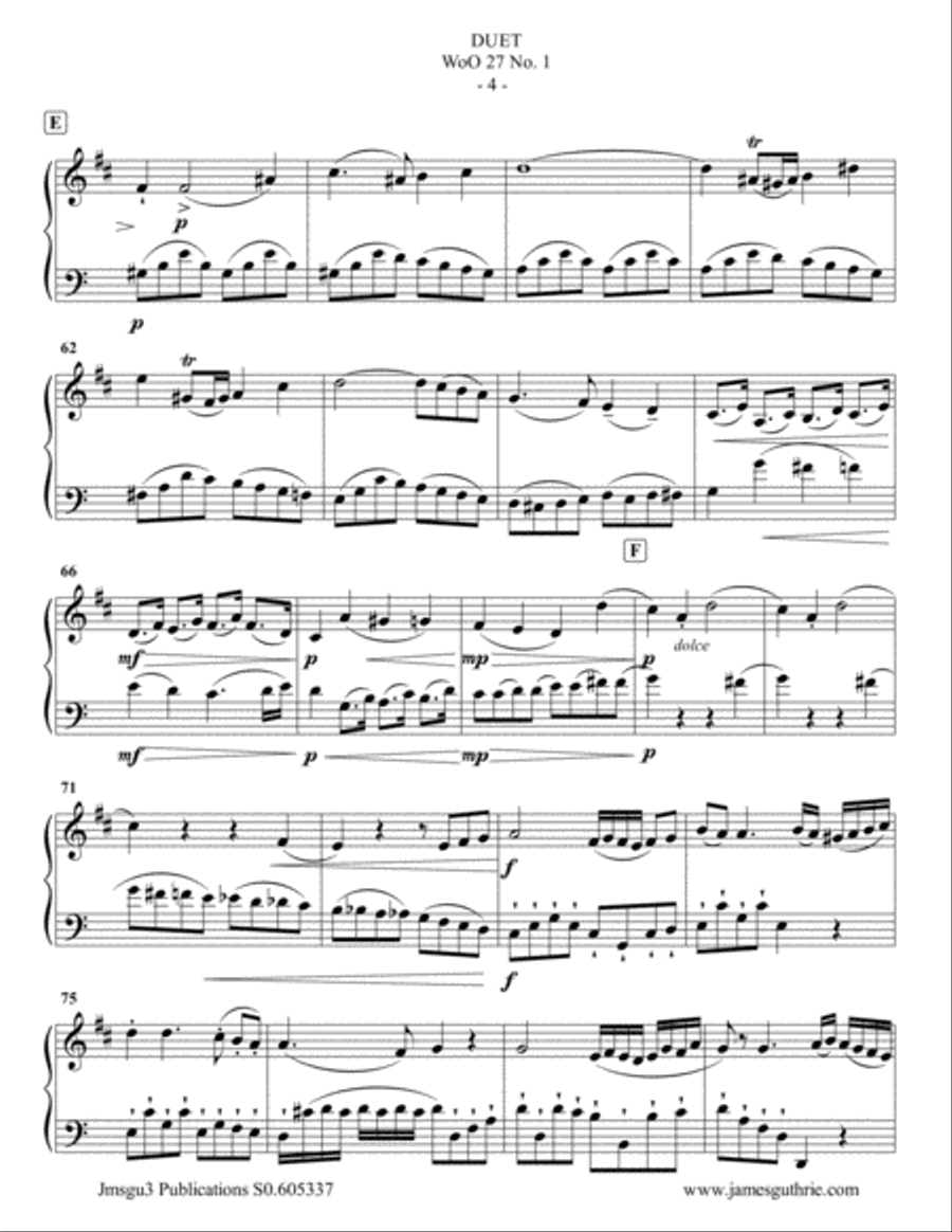 Beethoven: Duet WoO 27 No. 1 for Clarinet & Cello Clarinet scores gallery preview page 4