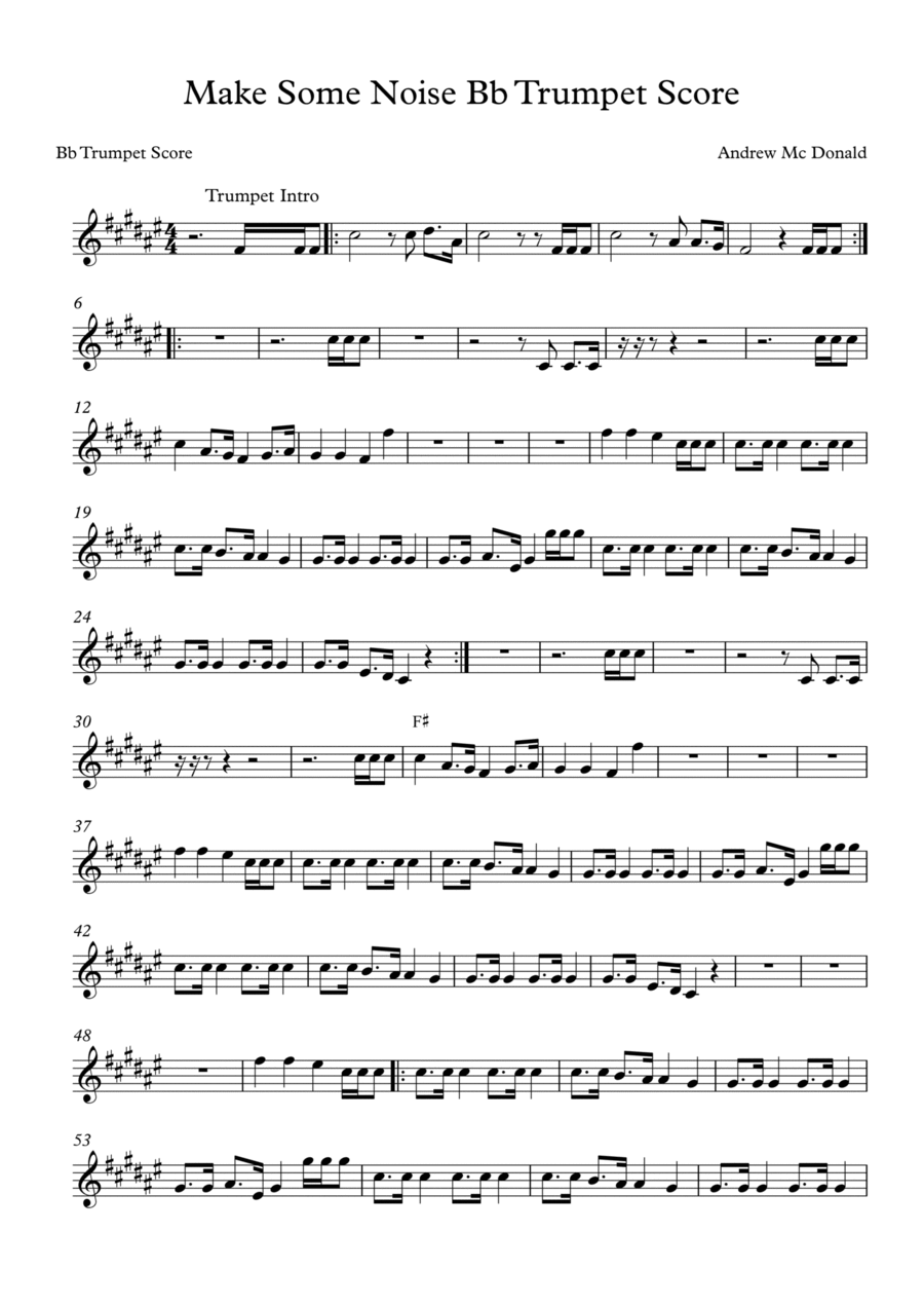 Make Some Noise Bb Trumpet Score B-Flat Trumpet scores gallery preview page 1