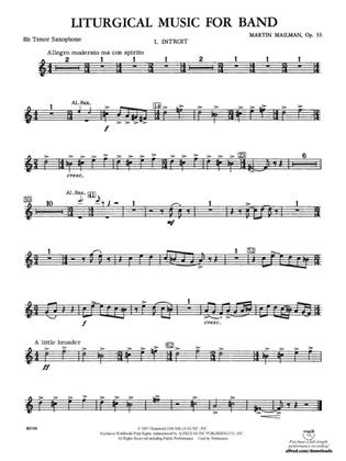 Liturgical Music for Band, Op. 33: B-flat Tenor Saxophone