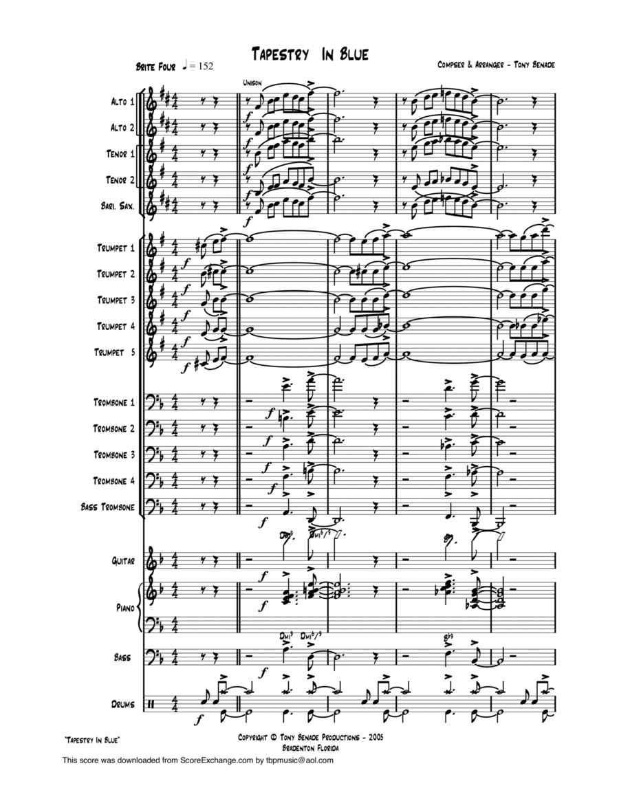 Tapestry in Blue - Jazz Ensemble Jazz Ensemble scores gallery preview page 1